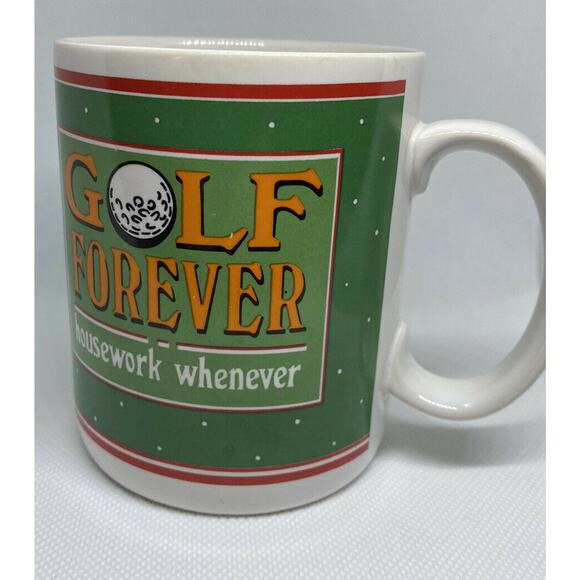 Vintage Golf Forever Housework Work Whenever Ceramic Porcelain Coffee Tea Mug - Picture 7 of 12